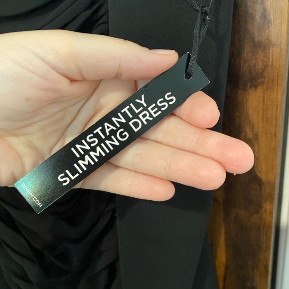 Beautiful V neck instantly slimming ruched little black dress NWT - Picture 6 of 12